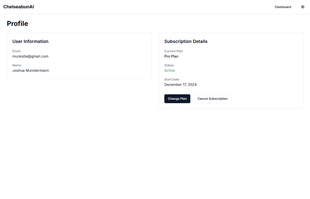 ChelseabunAI Web App Screenshot 2