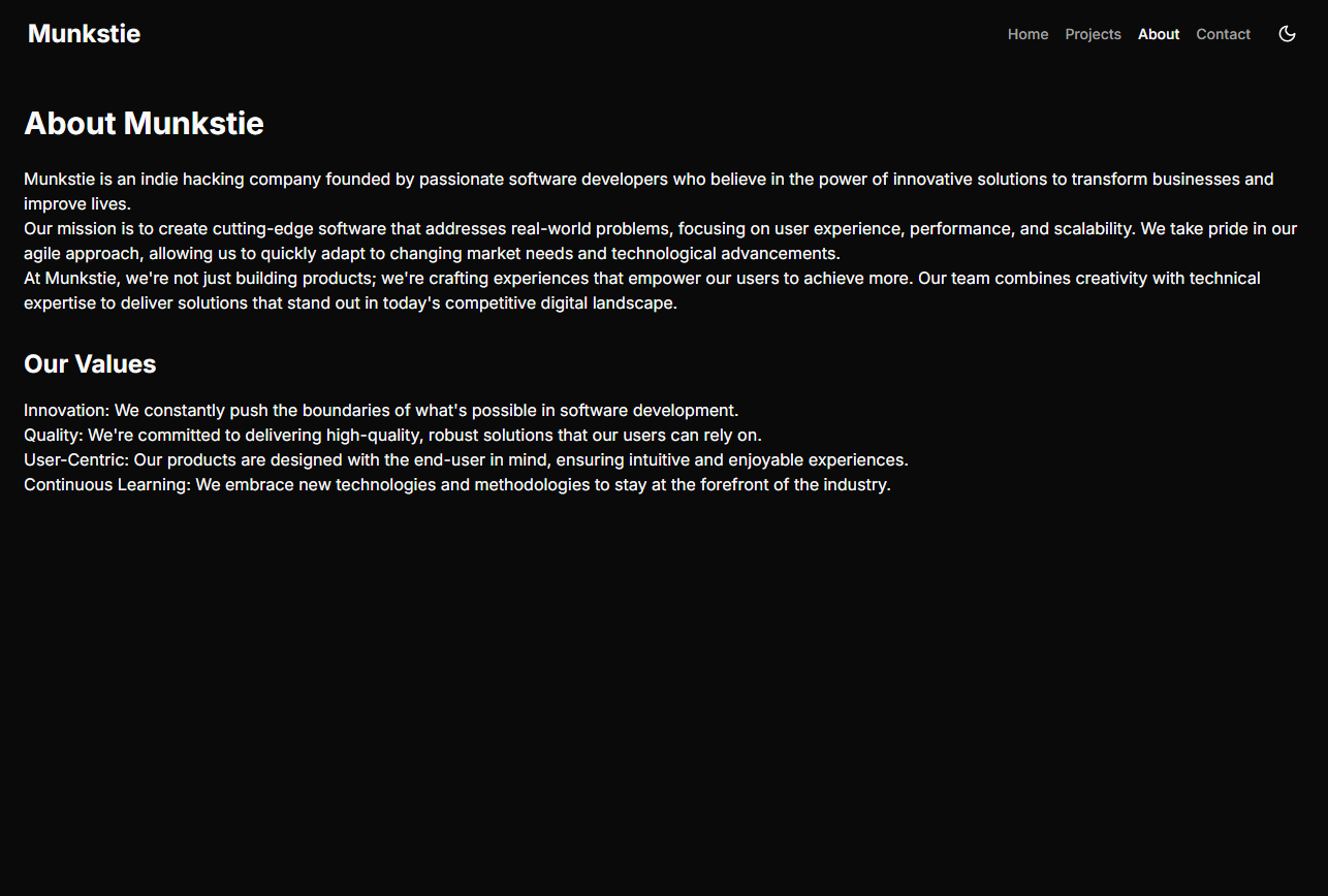 Munkstie Website Screenshot 3